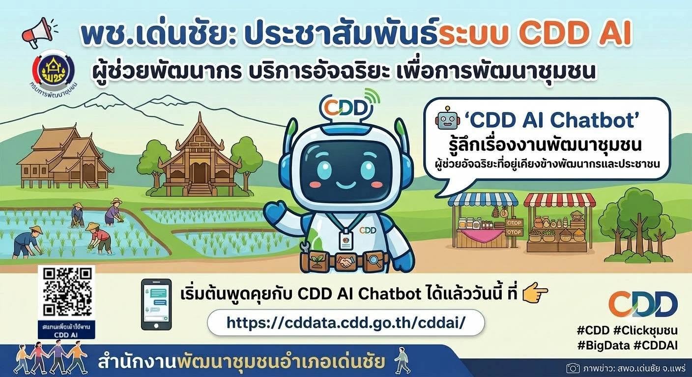 พช.เด่นชัย ประชาสัมพันธ์ระบบ CDD Ai บริการอัจฉริยะเพื่อการพัฒนาชุมชน