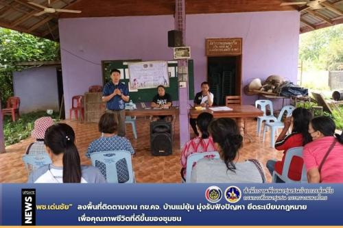 พช.เด่นชัย ลงพื้นที่ติดตามงาน กข.คจ. บ้านแม่ยุ้น มุ่งรับฟังปัญหา ยึดระเบียบกฎหมาย เพื่อคุณภาพชีวิตที่ดีขึ้นของชุมชน